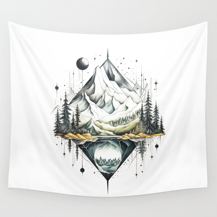 Mountain Madness - Forest Adventure Illustration Wall Tapestry