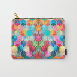 Crystal Bohemian Honeycomb Cubes - colorful hexagon pattern Carry-All Pouch