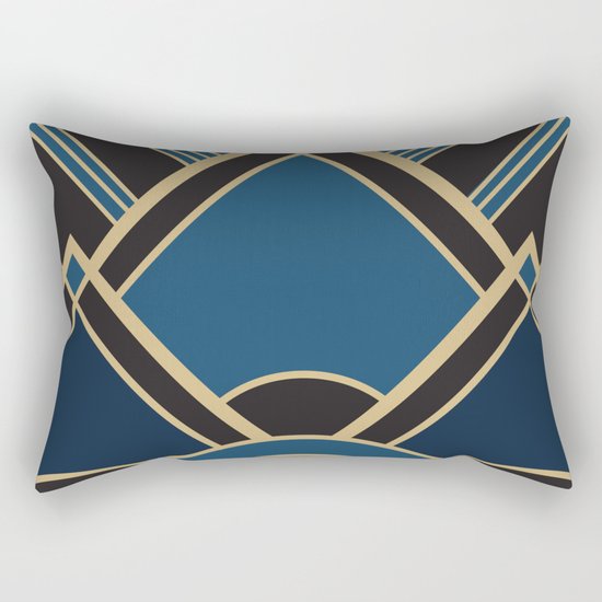 Art Deco New Tomorrow In Blue Rectangular Pillow