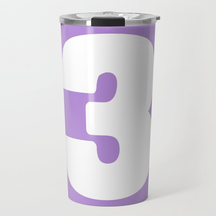 3 (White & Lavender Number) Travel Mug