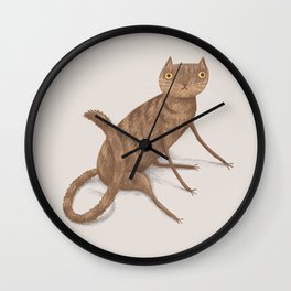 Gangly Cat Wall Clock | Eyes, Pet, Striped, Curated, Kitty, Claws, Adorable, Brown, Kitten, Drawing 