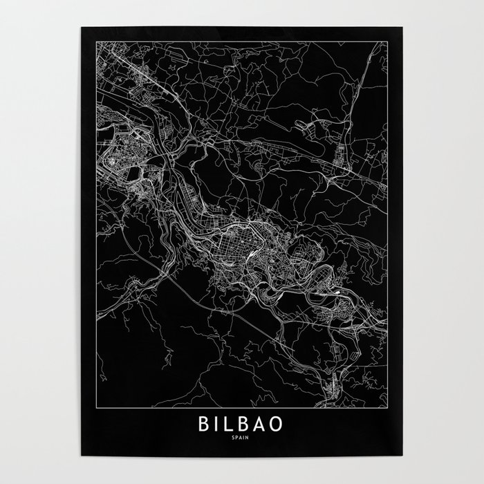 Bilbao Black Map Poster