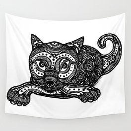 Cat, sexy lady cat, Zentangles inspired cat, cat art, bw cat art, black and white cat, graphic cat,  Wall Tapestry