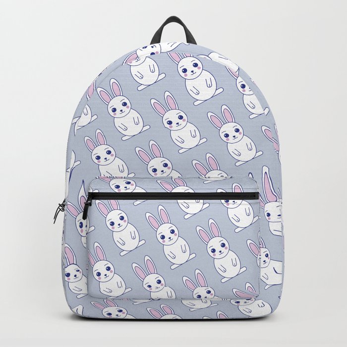 Cute Bunny Rabbit Pattern (Light Blue) Backpack