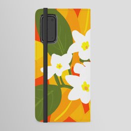 Jungle Flowers Retro Modern Tropical Orange And Red Android Wallet Case