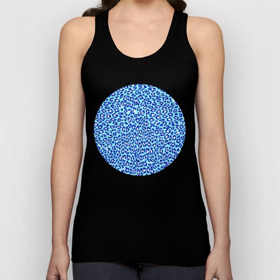Blue Glitter Cheetah Print Unisex Tank Top