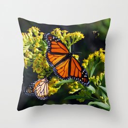 Monarch Meets Goldenrod Throw Pillow