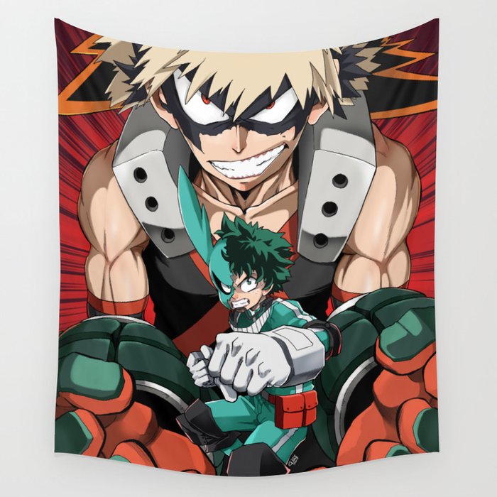 My Hero Academia Deku vs Bakugou Art Print Wall Tapestry by