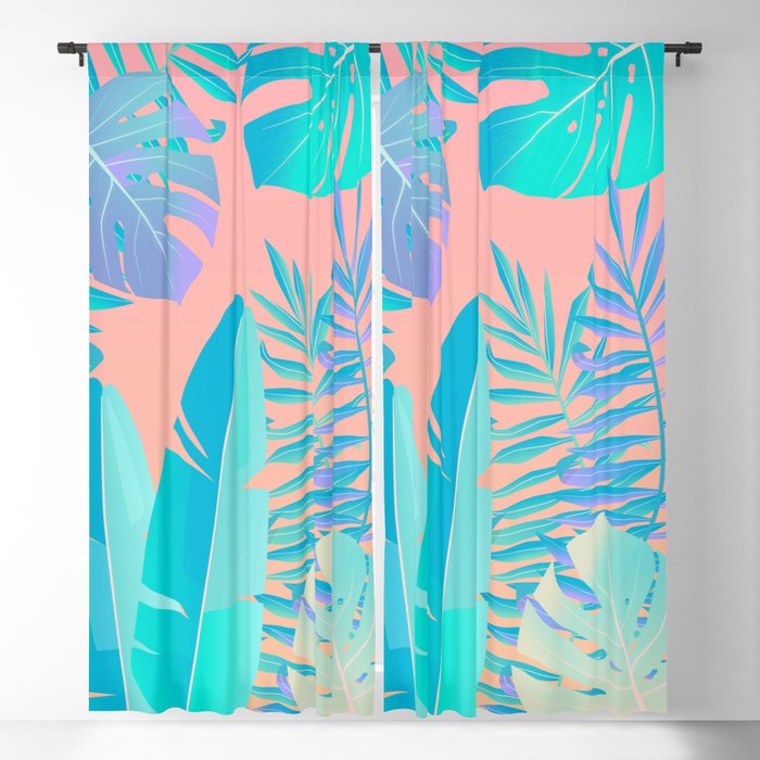 Tropics ( monstera and banana leaf pattern ) Blackout Curtain