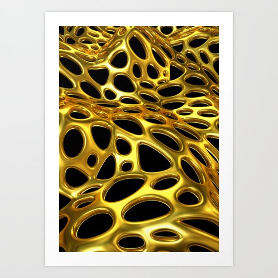 Voronoi Gold Surface Art Print