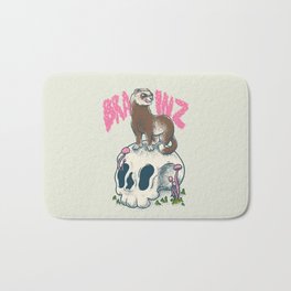 Ferret craving for Brains | Cute adorable furry creature ruthless killer Dook Dooking Bath Mat | Mom, Painting, Mustelid, Thief, Stinky, Dad, Stoat, Fuzzy, Ferret, Skull 
