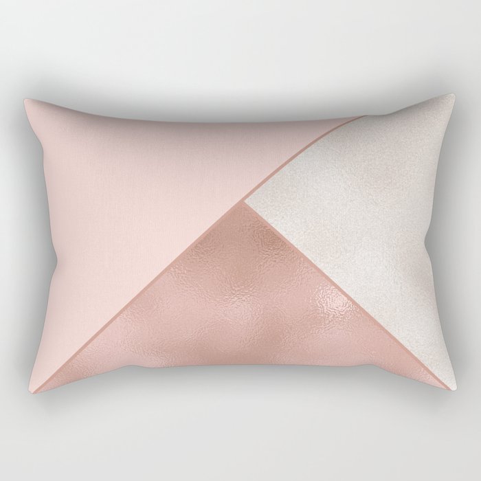 Luxury Glamorous Rose Gold Metallic Glitter Rectangular Pillow