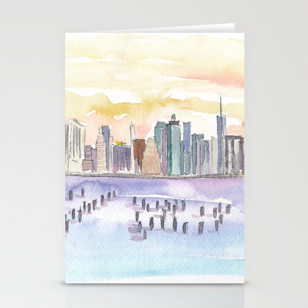New York City Skyline View From Brooklyn Stationery Cards