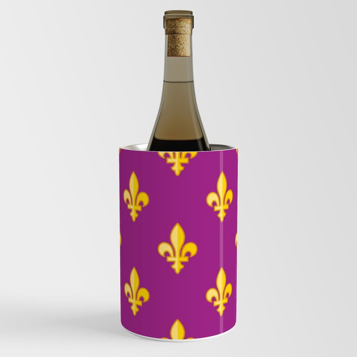 Mardi Gras Gold Fleur-de-lis on Purple Wine Chiller