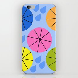 Mid-Century Modern Spring Rain Colorful And Blue iPhone Skin