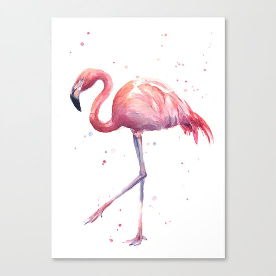 Flamingo Watercolor Pink Bird Canvas Print