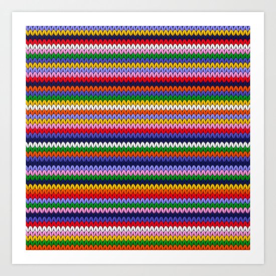 Knitted colorful lines Art Print