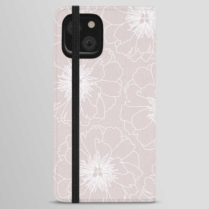 Peonie flower lineart pink | Minimalistic | Floral | Plant | Botanical  iPhone Wallet Case