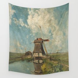 A mill on a polder canal, known as 'In the month of July' - Paul Joseph Constantin Gabriël (1889) Wall Tapestry