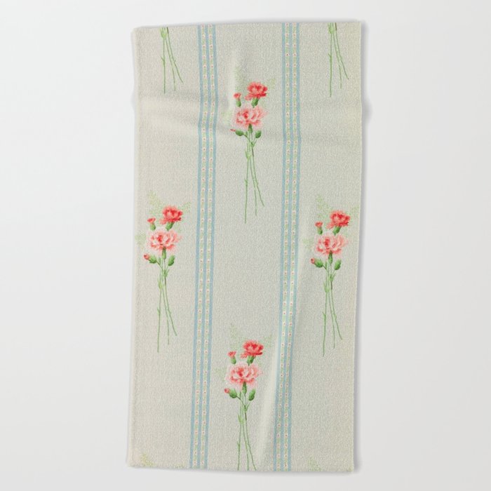Bouquet of Three Carnations Beach Towel