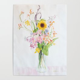 Sunflower in Glass Vase Poster