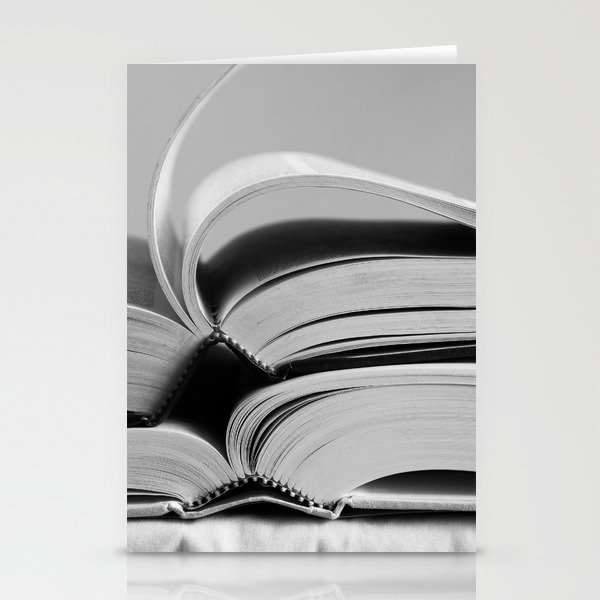 Open Books in Black and White Stationery Cards