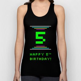 [ Thumbnail: 5th Birthday - Nerdy Geeky Pixelated 8-Bit Computing Graphics Inspired Look Tank Top ]
