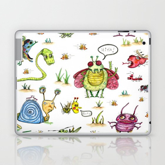 whimsical bug watercolor Laptop & iPad Skin