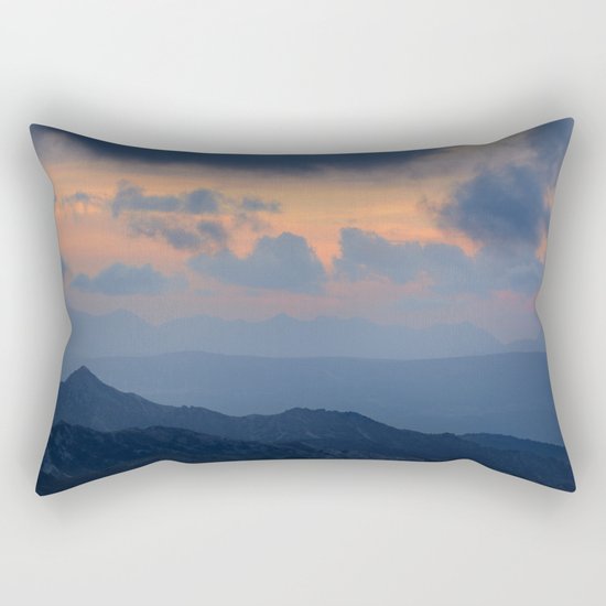 "Sunset at mountains" Mountain light Rectangular Pillow