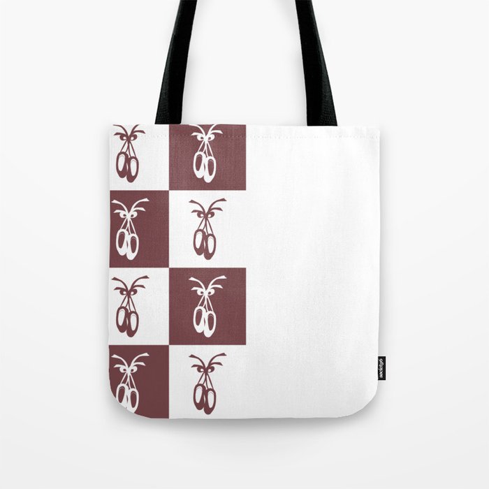 Rose Brown and White Ballet Shoes Chess Board Vertical Split Tote Bag