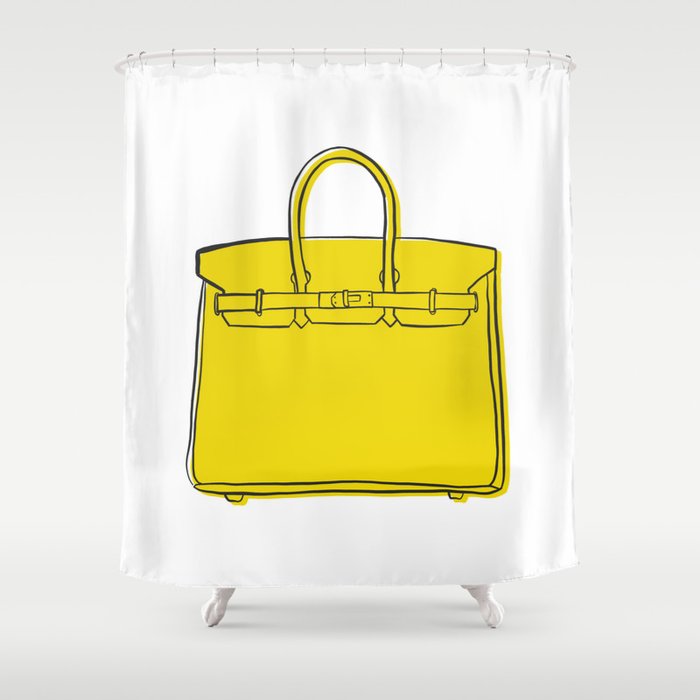 Lemon Yellow Birkin Vibes High Fashion Purse Ilration Shower Lemon Yellow Birkin Vibes High Fashion Purse Ilration Shower Curtain By Therivalteam Society6