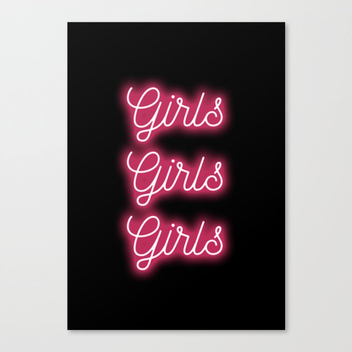 Girls Neon Sign Canvas Print By Banana Peach Society6