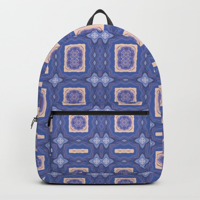 Circles and Stars of Blue and Tan Digital Pattern Backpack