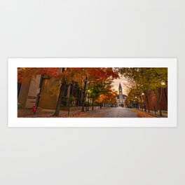 Downtown Fayetteville Arkansas And Courthouse Panorama In Autumn Art Print