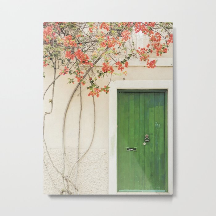 Green Door Santorini Metal Print