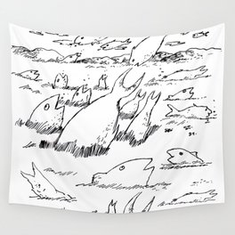 Fish in the Grass Wall Tapestry