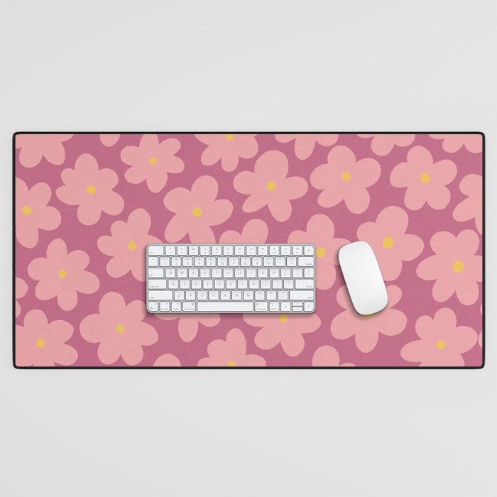 Sea of Flower Power - shades of pink and yellow Desk Mat