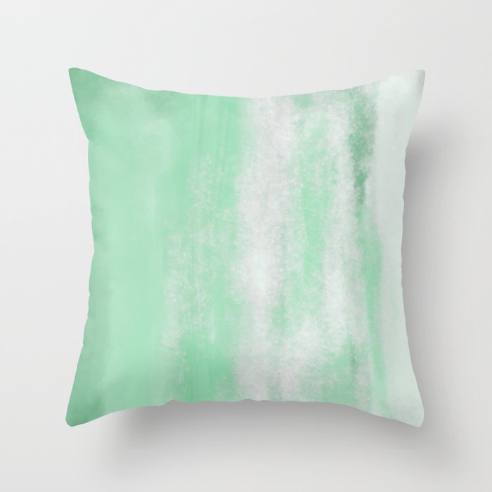 Floating Abstract Emerald Watercolor Throw Pillow