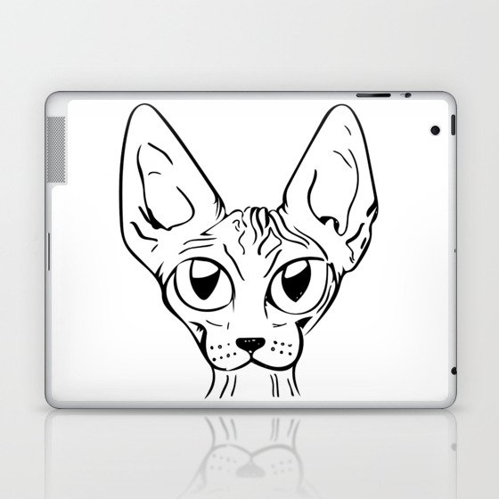 Sphynx Cat Cartoon Sphynx Cat Drawing Sphynx Illustration Black And White Ink Laptop Ipad Skin By Ananovakovic Society6,Oak Tree Branch Line Drawing