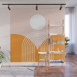 Geometric Rainbow Sun Abstract 20 in Pink Orange Wall Mural
