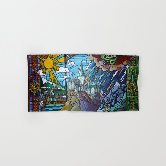 Hogwarts stained glass style Hand & Bath Towel