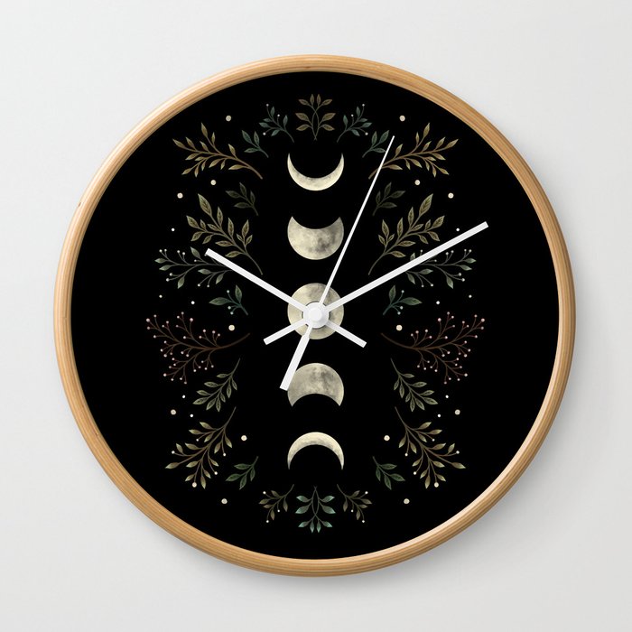 Moonlight Garden - Olive Green Wall Clock