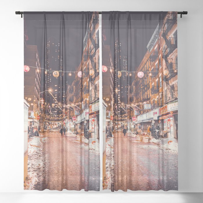 New York City Night #3 Sheer Curtain
