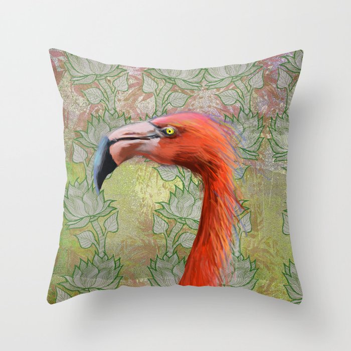 Red big bird Throw Pillow