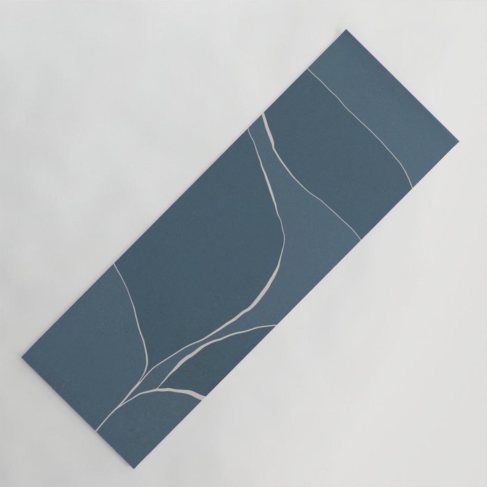 Abstract line-art leafy trio 4a - dark blue Yoga Mat