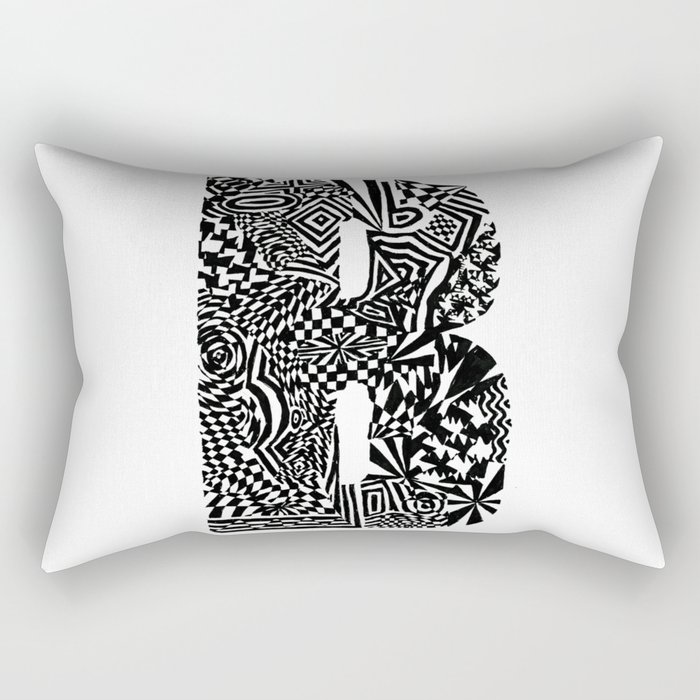 Alphabet Letter B Impact Bold Abstract Pattern (ink drawing) Rectangular Pillow