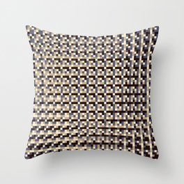 leigh - tan beige black ivory indigo geometric mosaic pattern Throw Pillow