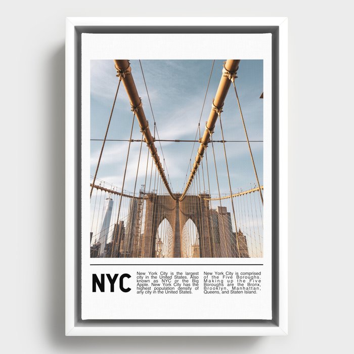 New York City | Brooklyn Bridge | Travel Photography Minimalism Framed Canvas