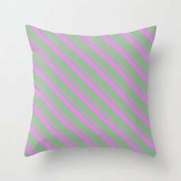 [ Thumbnail: Violet & Dark Sea Green Colored Striped/Lined Pattern Throw Pillow ]