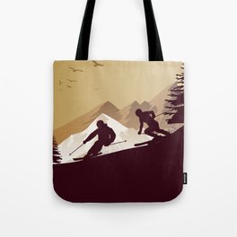 Winter Sport • Best Skiing Design Ever • Dark Brown Background Tote Bag
